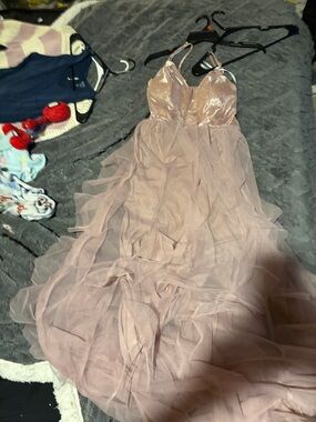 Speechless Rose Gold Shimmer Spaghetti Strap Dress